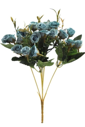 Ucuz yapay çiçek pastel tomurcuk gül demeti (turkuaz) - Thumbnail