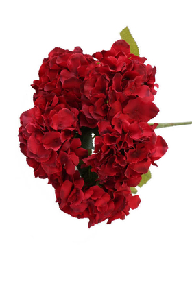 Yapay Çiçek Büyük Lüx 5 Dal Ortanca Demeti Koyu Kırmızı - Thumbnail