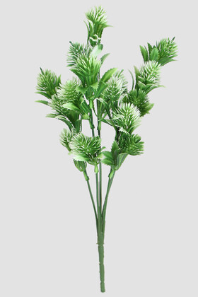 Yapay Çiçek Deposu - Yapay 5 Dal Plastik Mini Agrimonia Demeti 30 cm Yeşil Beyaz