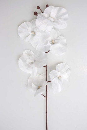 Yapay Çiçek Deposu - Ucuz Yapay Orkide Çiçeği Dalı 65 cm Beyaz