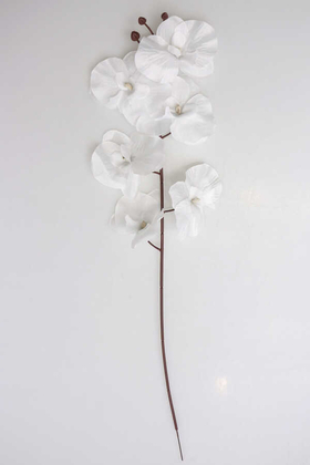 Ucuz Yapay Orkide Çiçeği Dalı 65 cm Beyaz - Thumbnail