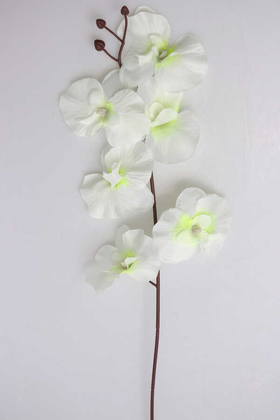 Yapay Çiçek Deposu - Ucuz Yapay Orkide Çiçeği Dalı 65 cm Kırık Beyaz