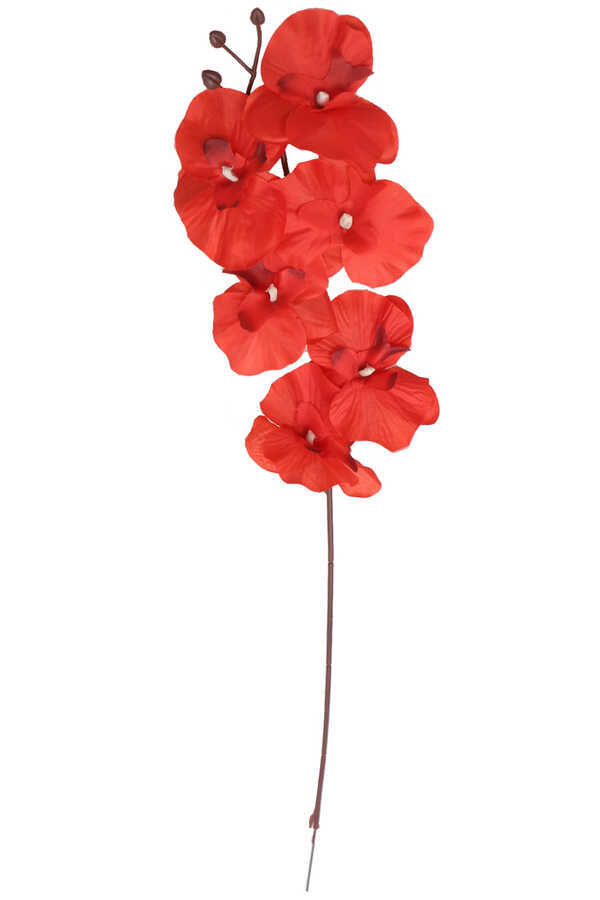 Ucuz Yapay Orkide Çiçeği Dalı 65 cm Kırmızı