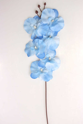 Yapay Çiçek Deposu - Ucuz Yapay Orkide Çiçeği Dalı 65 cm Mavi
