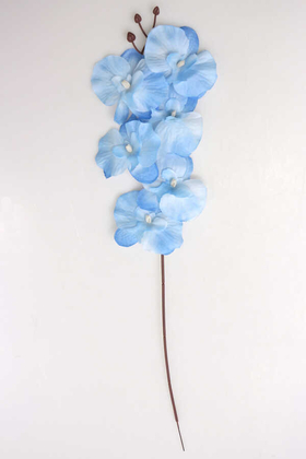 Ucuz Yapay Orkide Çiçeği Dalı 65 cm Mavi - 2