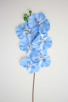 Yapay Çiçek Deposu - Ucuz Yapay Orkide Çiçeği Dalı 70 cm Mavi