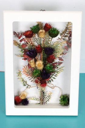 Dekoratif Çiçekli Çerçeve Tablo 21cmx30cm Kod:130 - Yapay Çiçek Deposu