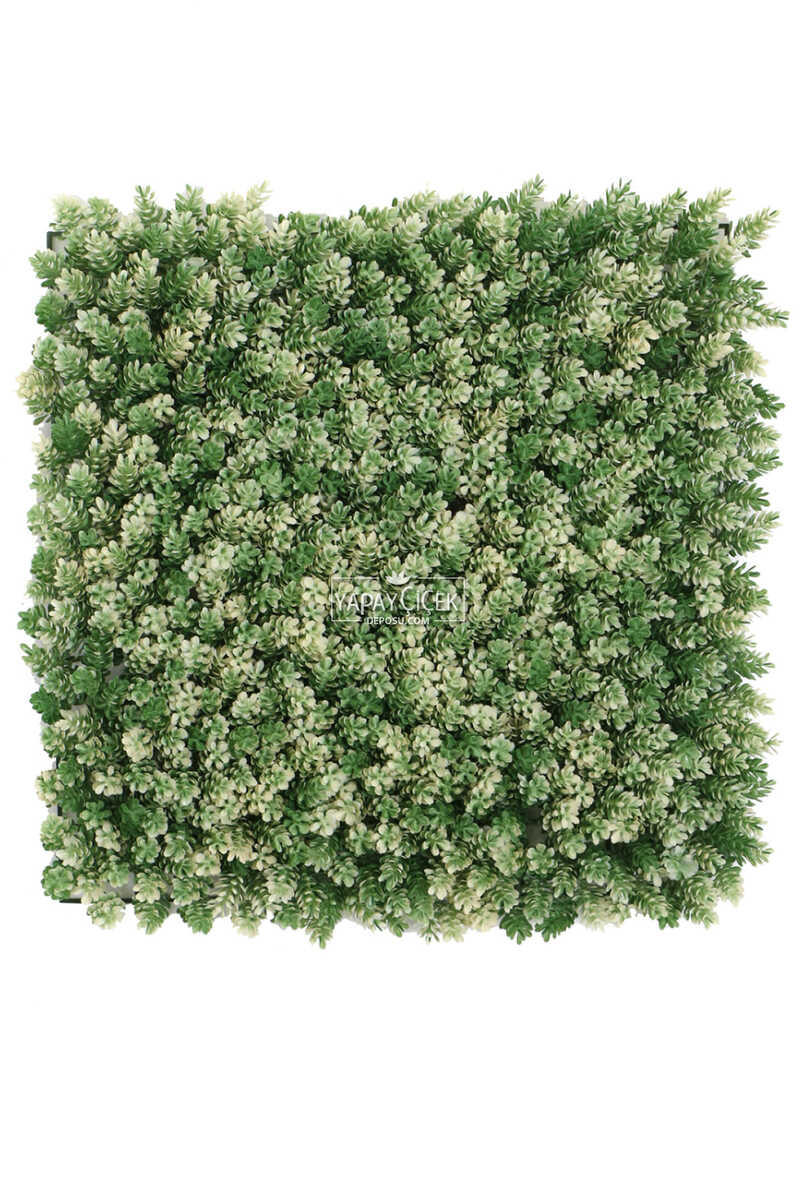 Yapay Çamdalı Model Duvar Bitki Kaplaması 50x50 cm Yeşil-Beyaz