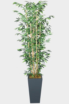 7 Gövdeli Yapay Bambu Ağaç (Islak Yaprak) 230 cm - Yapay Çiçek Deposu