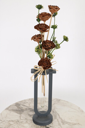 Yapay Çiçek Deposu - Dekoratif Mini Vazoda Kuru Çiçek Tanzimi Model 1
