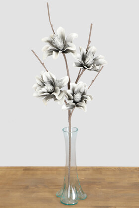 Yapay Çiçek Deposu - Exclusive Lateks Manolya Ara Dallı 110 cm Gri