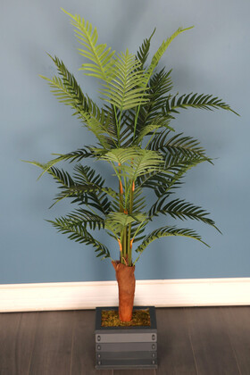 Yapay Çiçek Deposu - Kütük Model Saksıda Yapay Areka Palmiye Ağacı 150 cm