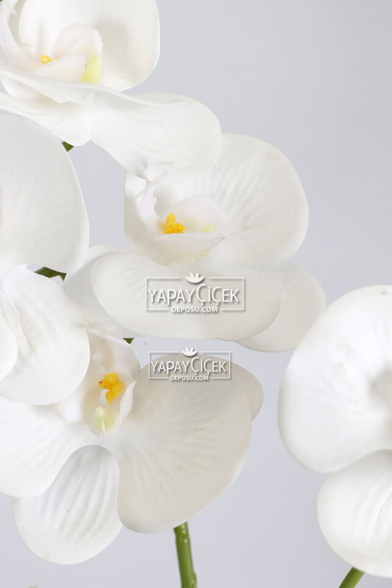 Mini Metal Beyaz Gold Saksıda 2 Dal Yapay Islak Orkide Tanzimi Beyaz 47 cm Filipin