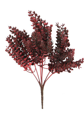 Yapay Çiçek Deposu - 7 Dal Plastik Okaliptus Demeti 35 cm Kırmızı