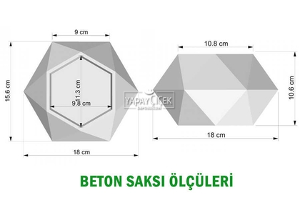 Geometrik Beton Saksıda Yapay Sıkas Bitkisi 45 cm - 5