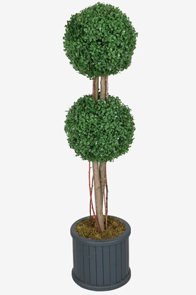Oval Çıtalı Saksıda Yapay 2 Katlı Şimşir Ağacı 110 cm - Yapay Çiçek Deposu