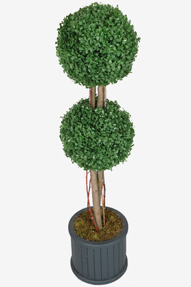 Oval Çıtalı Saksıda Yapay 2 Katlı Şimşir Ağacı 110 cm - 2