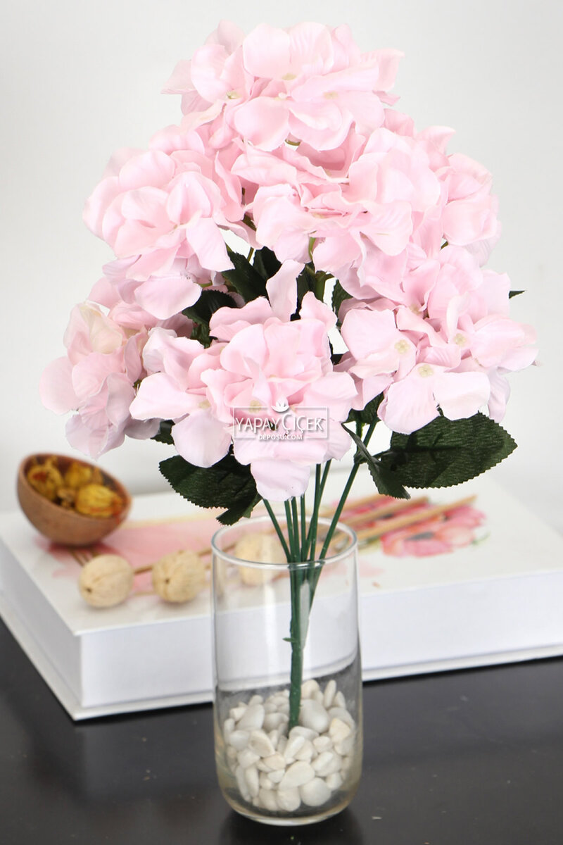 Yapay 7 Dallı Ortanca Demeti 35 Cm Pembe