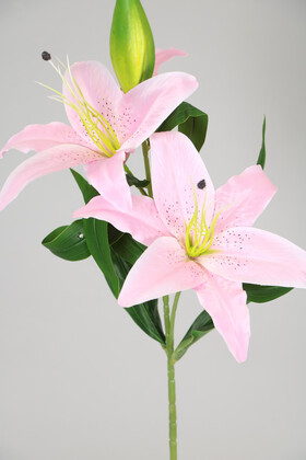 Uzun Dal Kaliteli Yapay Lilyum Zambak Çiçeği 70 cm Pembe - Thumbnail