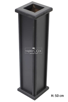 Yapay Çiçek Deposu - 50 cm Siyah Ahşap Vazo Trend Model