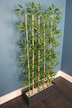 Islak Yapraklı 6 Çubuklu Gri Saksıda Bambu Seperatör (20x70x170cm) - Thumbnail