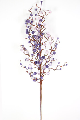 Yapay Çiçek Deposu - Yapay Kristal Taşlı Kokina Dal 65 cm Mor
