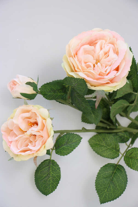 Yapay 3lü Lüx Vip Roses Dalı 60 cm Pudra - Thumbnail