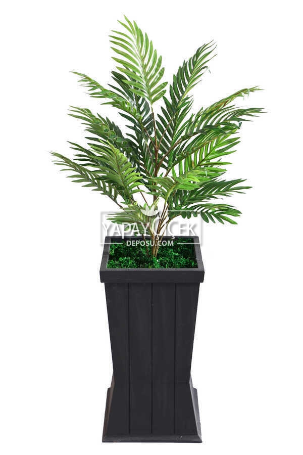 Ahşap Saksıda 21 Dallı Areka Bitkisi 115 Cm