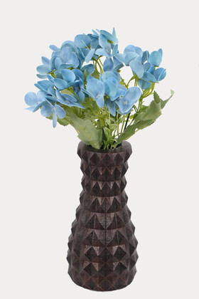 Yapay Çiçek Deposu - Lüx Beton Vintage Vazoda Yapay Ortanca Tanzimi 30 cm Mavi