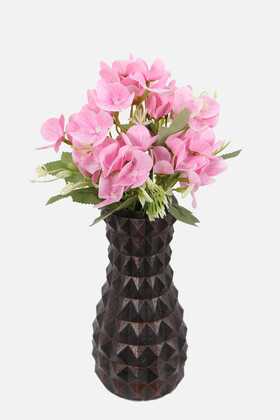 Yapay Çiçek Deposu - Lüx Beton Vintage Vazoda Yapay Ortanca Tanzimi 30 cm Pembe