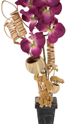 Minyatür Ahşap Vazoda Tropik Kuru Çiçek 70 cm Model 5 - Thumbnail
