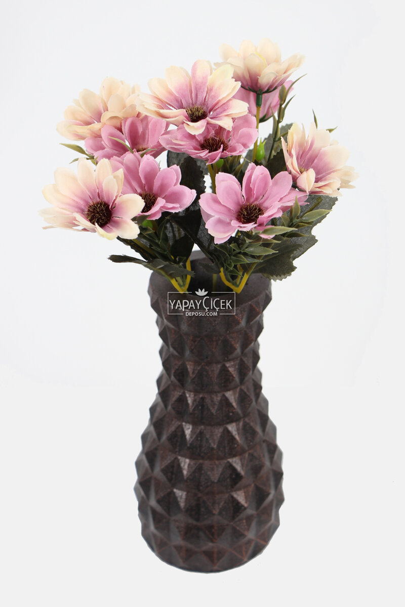 Lüx Beton Vintage Vazoda Yapay Papatya Dekoru 30 Cm Krem-mor