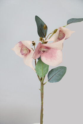 Yapay Çiçek Deposu - Yapay Vintage 3lü Baxi Çiçeği Dalı 42 cm Pudra Lila