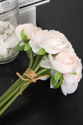 Yapay 10 Çiçekli Mini Erengül Demeti 22 cm Pudra - Thumbnail