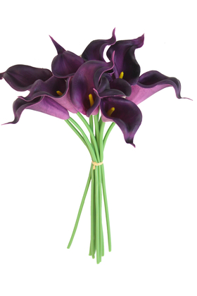 Yapay Çiçek Deposu - Yapay 10lu Kuyruku Islak Gala Çiçeği Demeti Koyu Mor