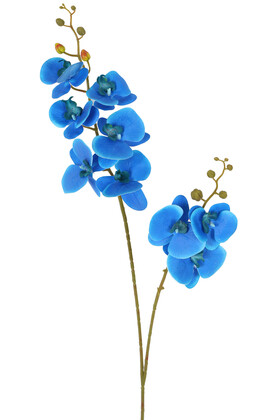 Yapay 3D 2li Islak Orkide Çiçeği 90 cm Mavi - Thumbnail