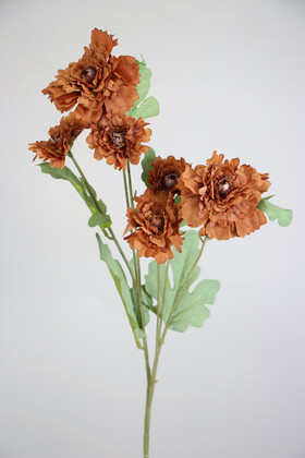 Yapay Çiçek Deposu - Yapay 6lı Gerbera Dalı 80 cm Kahverengi