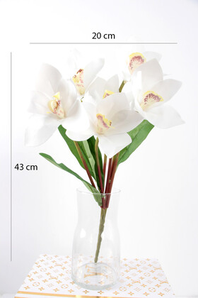 Yapay 7 Dallı Islak Dokulu Singapur Orkide Demeti 43 cm Beyaz - 2