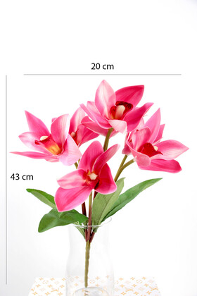 Yapay 7 Dallı Islak Dokulu Singapur Orkide Demeti 43 cm Fuşya - 2