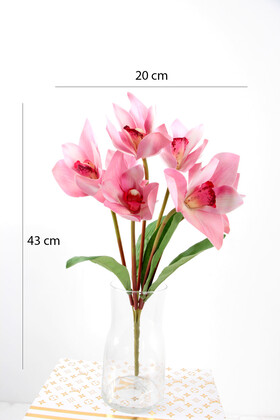 Yapay 7 Dallı Islak Dokulu Singapur Orkide Demeti 43 cm Pembe - 2