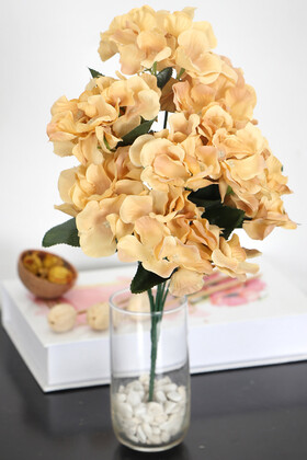 Yapay Çiçek Deposu - Yapay 7 Dallı Ortanca Demeti 35 cm Kahve
