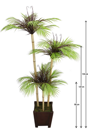 Yapay Çiçek Deposu - Yapay Ağaç 3 Bambu Gövdeli Fenix Ağacı 150 cm