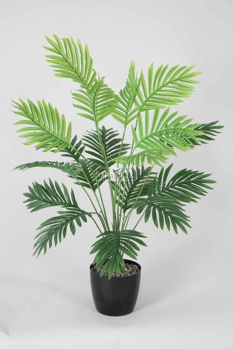 Yapay Areka Ağacı(palmiye Bitkisi) 18 Yapraklı Siyah Saksıda 80 Cm