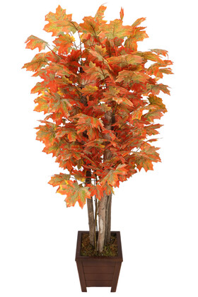 Yapay Çiçek Deposu - Yapay Ağaç Hazan Çınar Ağacı 160 cm Turuncu