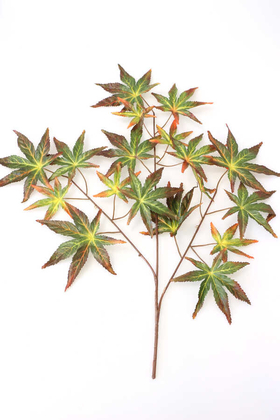 Yapay Çiçek Deposu - Yapay Çınar Ağacı Dalı 72 cm Yeşil-Kızıl