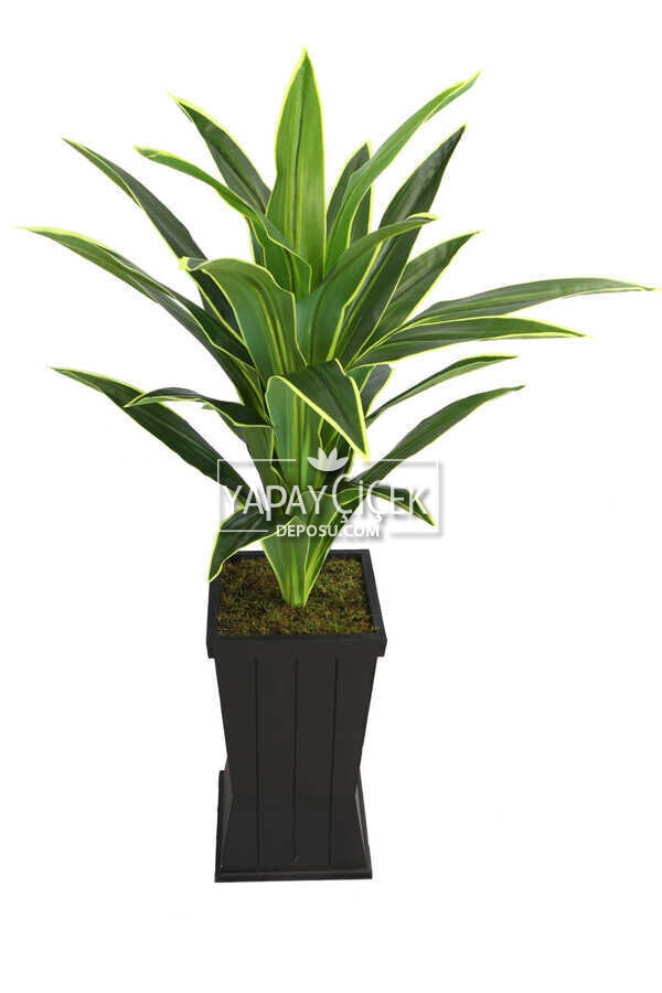 Saksılı Yapay Ağaç Premium Drecina Ağacı 130cm Dracaena Plant (yeşil-sarı)