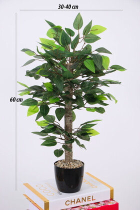 Yapay Ağaç Mini Benjamin Taş Detaylı 60 cm Yeşil - 2