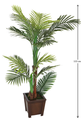 Yapay Ağaç Areka Palmiyesi Ahşap Saksıda 155cm - Thumbnail