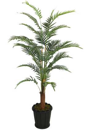 Yapay Çiçek Deposu - Yapay Areka Palmiyesi 27 Yapraklı Oval Küçük Saksıda 150cm