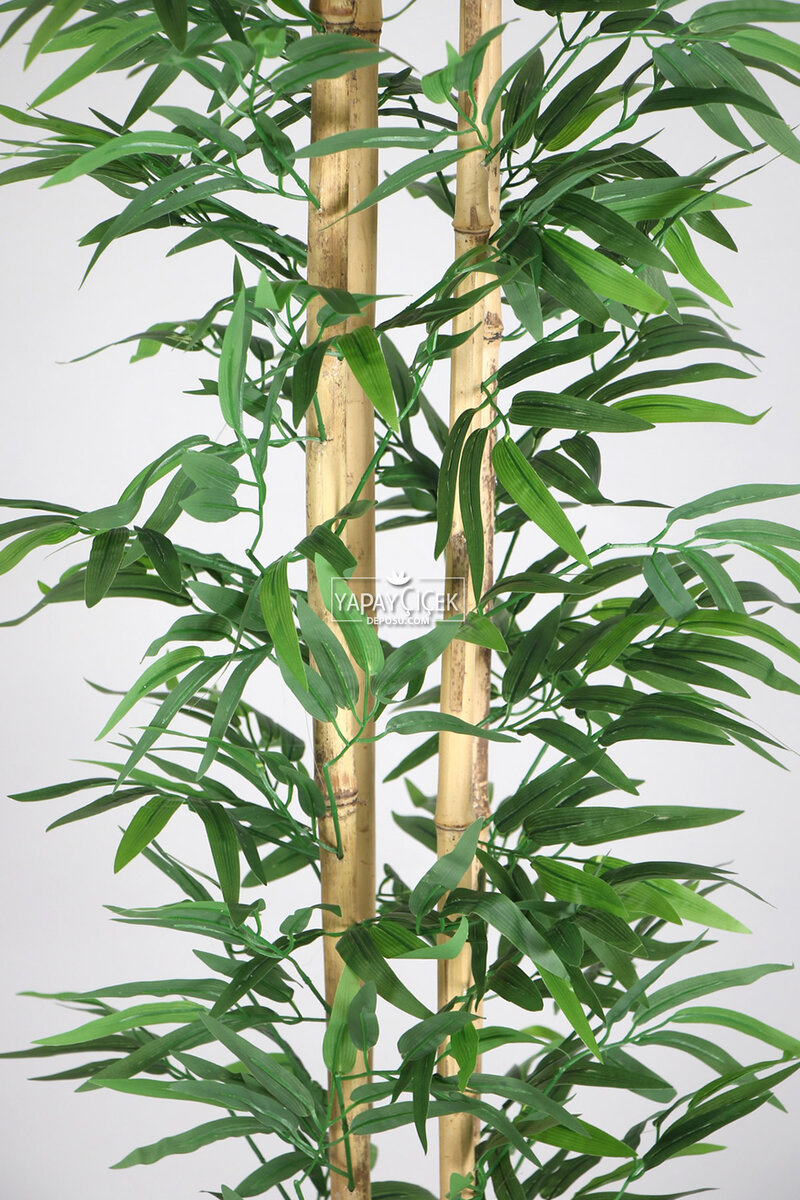 Yapay Bambu Ağacı 155 cm 4 Gövdeli Yeşil (Ahşap Antrasit Saksı)